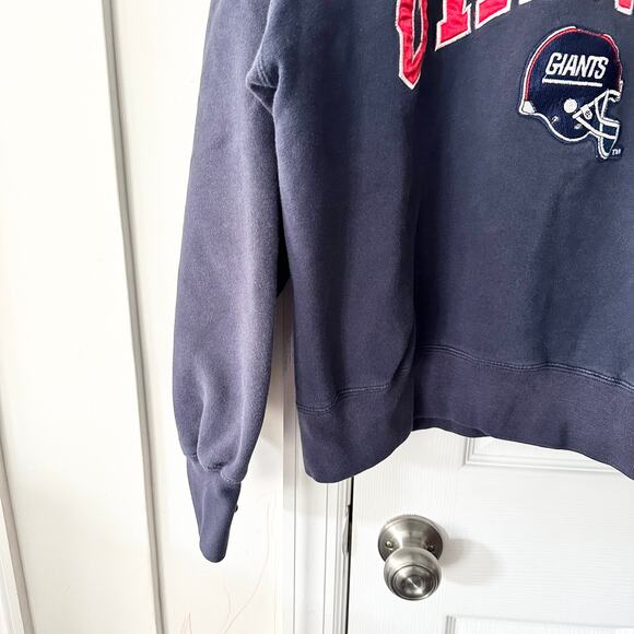 Logo Athletic Vintage Korea NFL Blue NY Giants Helmet Embroidered Sweatshirt XL - Picture 3 of 9